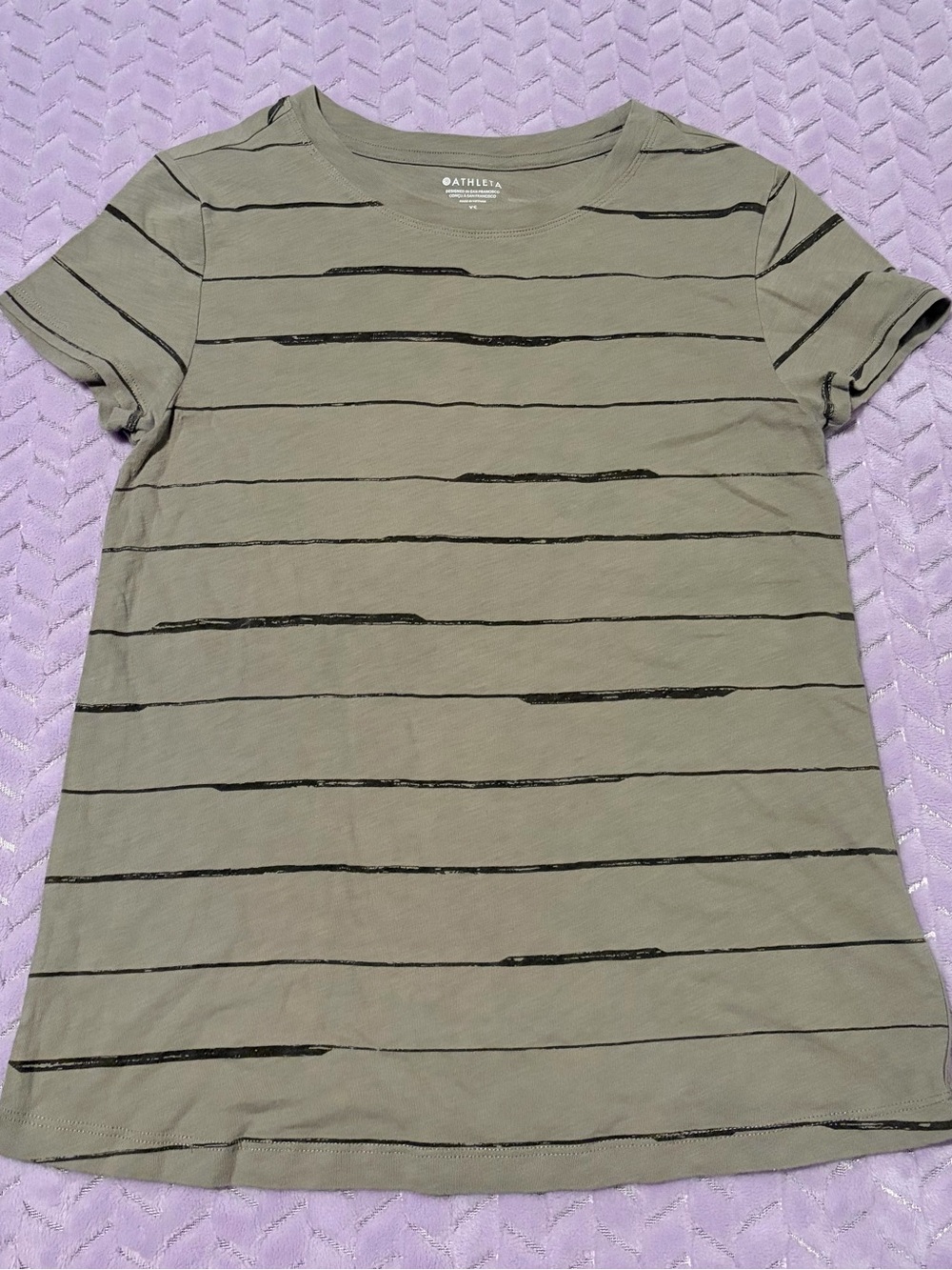 Athleta Tan Striped Short Sleeve Tee